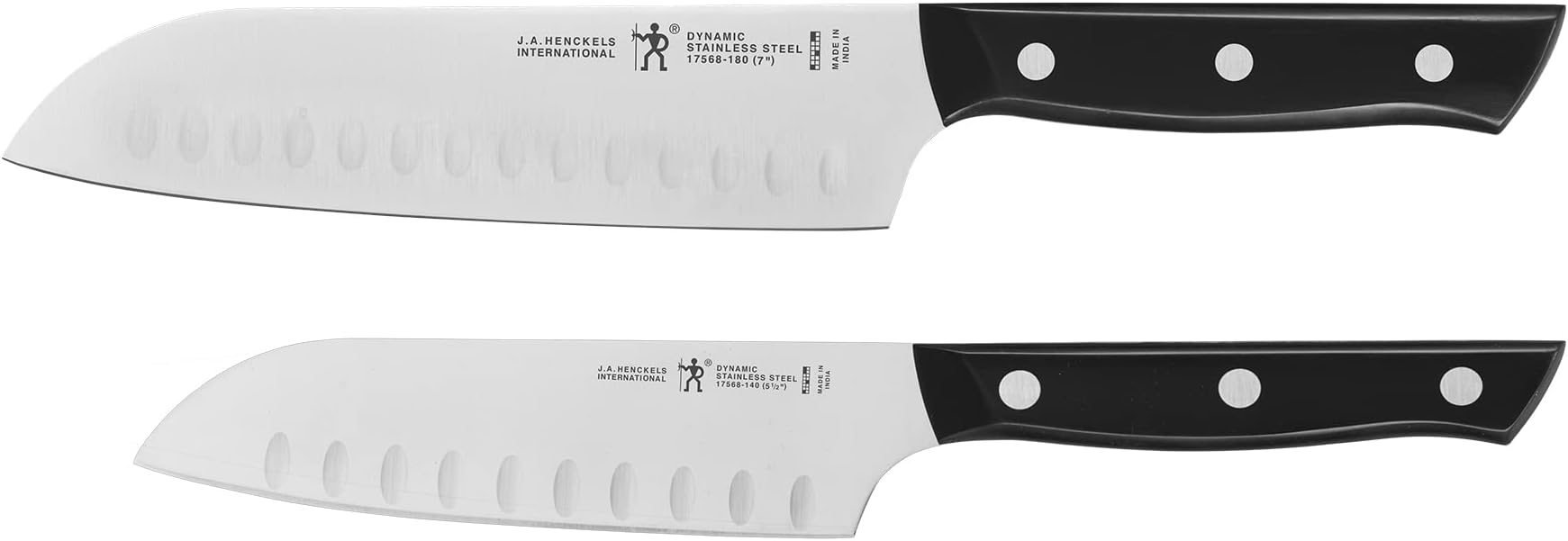 Dynamic Razor-Sharp 2-pc Knife Set, Santoku Knife 5.5 Inch, Santoku Knife 7 Inch, German Engineered Informed by 100+ Years of Mastery, Stainless Steel