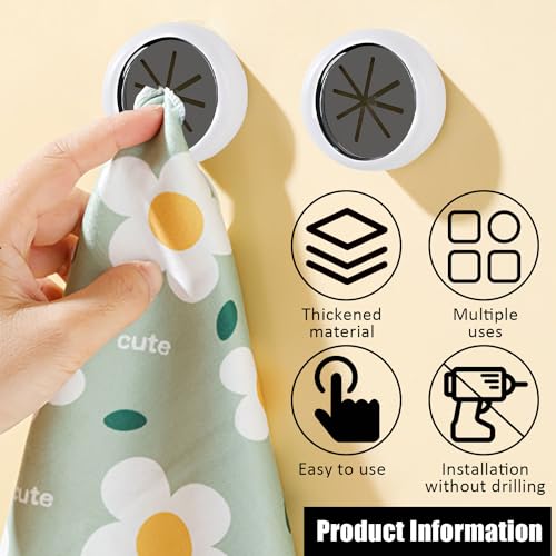 Miniatura 4 de Zeacct Paquete De 4 Anillos Adhesivos Para Toallas De Cocina, Ganchos Sin Taladrar Para Paños De Baño Y Hogar, Diseño Redondo Seguro