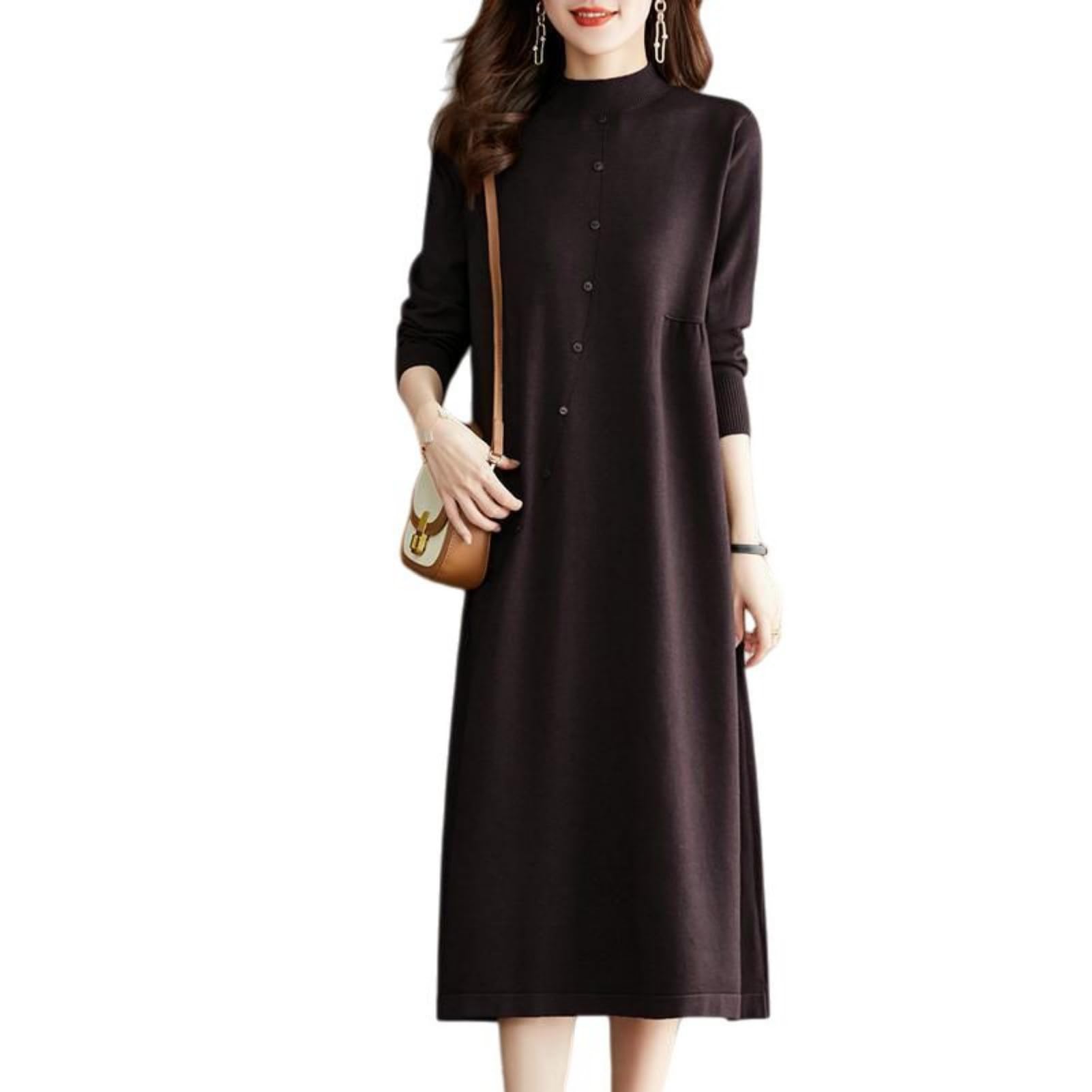 Robe en tricot ample maille douce et coupe fluide longueur genou - 8