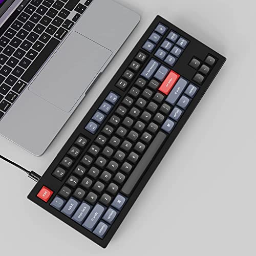 Image of Keychron V3 TKL 80% Layout Custom Wired Mechanical Keyboard, 87 Keys RGB Backlight QMK /VIA Programmable Macro, Hot Swappable K Pro Red Switch PBT Keycaps for Mac Windows (Carbon Black)
