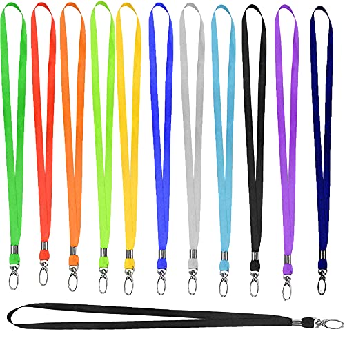 12PCS Cordón Correa para El Cuello, Cordón de Cuello Vistoso, Cordón Correa de Cuello, Oficina Cordones de Insignia con Ganchos Giratorios Para Llavero USB, Portatarjetas de Identificación, Insignia Cover