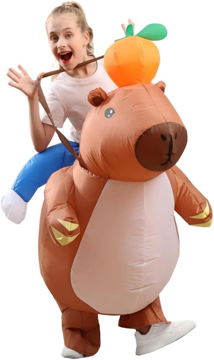 Inflatable Costumes for Kids Capybara Halloween Inflatable Costume for Girls Boys, Brown