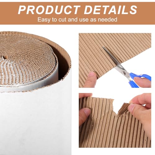 Image of Corrugated Cardboard Roll, 12 x 394 Inch Corrugated Paper, B Flute Shipping Corrugated Roll Paper Wrap, Single Face Large Cardboard Sheets, Thick Cardboard Roll for Crafts, Shipping, Gift Packaging