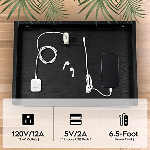 Tc-Homeny Led Nightstand With Voice-Activated Mode, End Table With Charging Station For Bedroom Furniture, Side Bed Table With 2 Drawers (Black) #TOP6