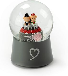 Adorable Little Piggys Wedding Couple On Cake 18 Note Musical Snow Globe - Many Songs to Choose - Jingle Bells