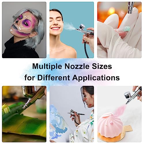 Adjustable Airbrush Compressor Kit - 3 PSI Settings up to 30 PSI, Dual Action Airbrush with Multiple Nozzles and Accessories for Painting, Model Spray, Nail, Makeup, Cake Decoration & Tattoo - Image 7
