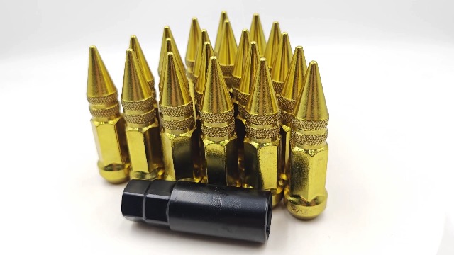 Image of M12x1.5 Lug Golden Nuts Lug,Spike Lug nut for Acura, Honda, Chevy, Hyundai, Toyota, Lexus, 20PCS 12x1.5 Lug Nuts with Socket Key.