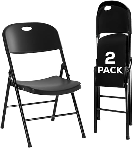 EZONE (2 sillas plegables de plástico resistente para adultos, asientos portátiles al aire libre para bodas, eventos, fiestas, patio trasero, patio