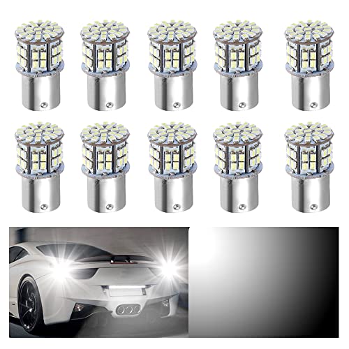 OtpOutopa 1157 BAY15D 7528 1016 1034 LED Bulbs White Super Bright 50-SMD 1206 6500K Replacement for Car Interior RV Camper Trailer Boat Trunk Interior Lights (10PCS)