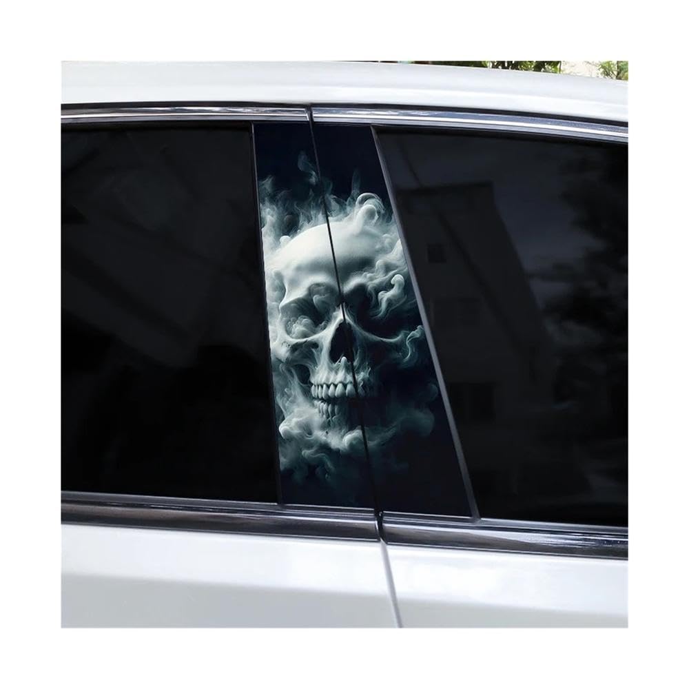 Bertdcx E 2Pcs Horror Stickers Skull Car Window Pillar Stickers Cover Scratch Vinyl Auto Parts(E)