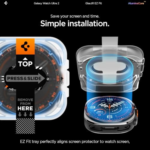 Image of Spigen EZ Fit Tempered Glass for Galaxy Watch Ultra 2 (47mm) [2P]