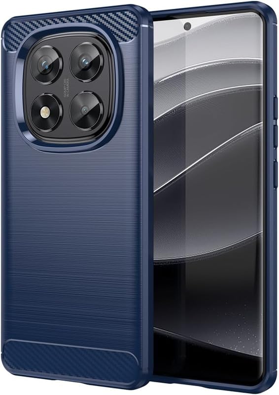 Image of NPRC Hybrid Ultra Slim Protective Case TPU Non-Slip Carbon Fiber Texture Shockproof Case Cover for Poco x7 - Blue