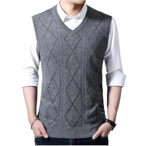 Men's Knit V-Neck Casual Sleeveless Knit Tops Sweater Vest