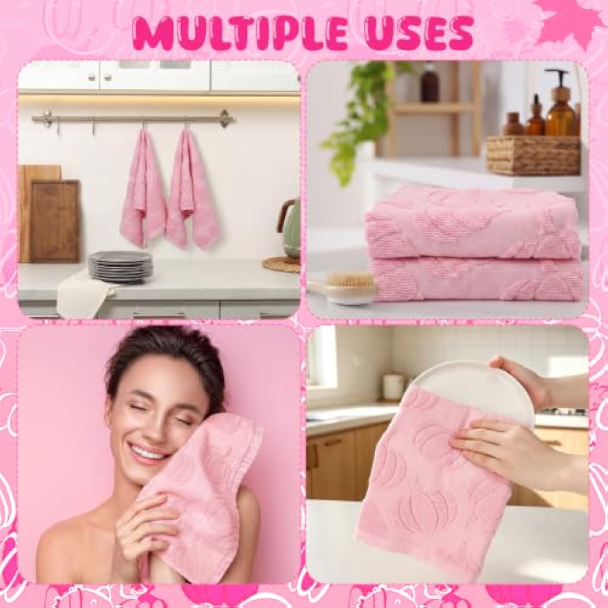 2 Pack Pink Hand Towels, Pumpkin Bathroom Towels