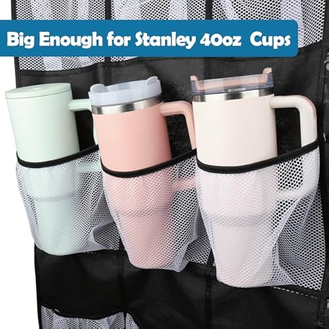 AIERSA Tumbler Organizer for Stanley 40 30 oz Cups,15 Large Water Bottle Storage Pockets Over the Door for Various Sizes Cup, Tumbler Storage Holder, Kitchen Cabinets Organizers Accessories