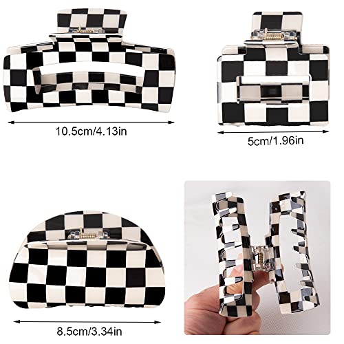 Bmobuo 3Pcs Checkered Claw Clip, Vintage Checkered Hair Clip Y2K Hair Barrettes For Women Girls Hair Claw Clips For Thick Thin Hair, Aesthetic Hair Accessories For Women Girls #TOP6