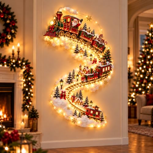 Christmas Magic Trail Wall Light, Hanging Decor,#Santa's Toy Delivery Train - image 1