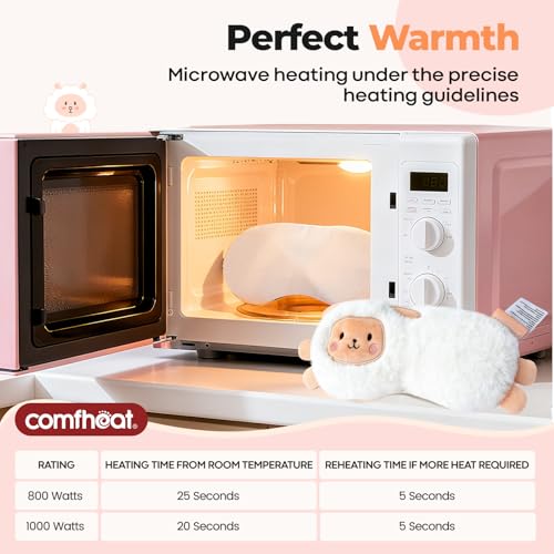 Comfheat Lavender Weighted Eye Pillow - Soft Plush Removable Cover, Moist Heat & Cold Therapy, Natural Aromatherapy Eye Compress Pillow for Relaxation, Yoga, Meditation, and Sleep, Cute Sheep