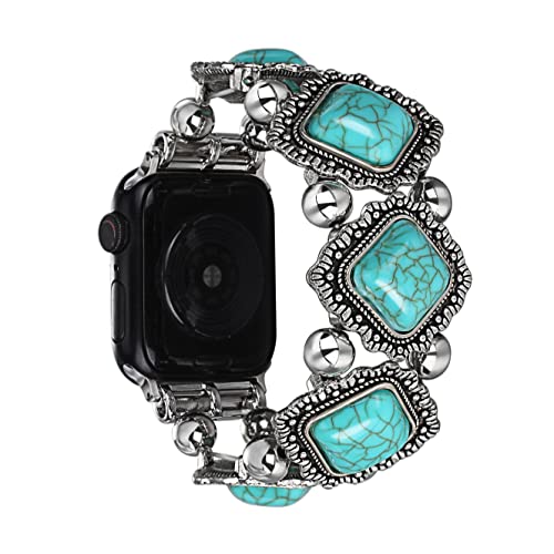 CHARMINGO Turquoise Bracelet Band Compatible with Apple Watch Band 38mm 40mm 41mm Bohemian Style Turquoise iWatch Band Bracelet for Women Vintage Western Jewelry Wristband for iWatch SE Series Ultra