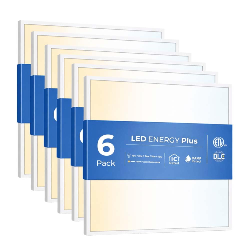6 Pack 2x2 LED Flat Panel Light for Drop Ceiling, 5200lm