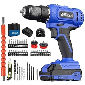 20V Cordless Drill/Driver Set,Electric Power Drill Kit with Battery& Charger, 1/2inch Keyless Chuck,2 Variable Speed,25+1 Torque Setting, 400 inch-lbs with LED Power Drill Kit