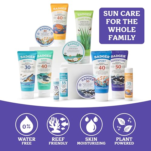 Image of Badger Reef Safe Mineral Sunscreen SPF 50, Zinc Oxide, 2.4 oz Tin