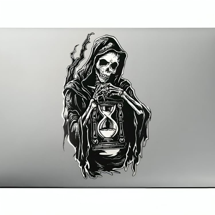 Image of Grim Reaper Holding Hourglass Tattoo Vinyl Bumper Decal Sticker for Windows, Cars, SUVs, Bikes, Laptops, Notebooks etc Waterproof (10 inch Inch)