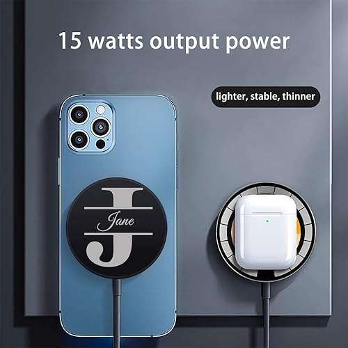 Miniatura 3 de Nombre personalizado para cargador inalámbrico magnético de Apple, regalo para amigo, cargador de logotipo personalizado compatible con iPhone