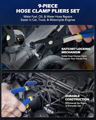 Image of OMT14pc Fuel Line Pliers &Hose Clamp Pliers Set, Fuel Line Disconnect Tool | Hose Clamp Disconnect Tool with Fuel Filter Caliper Pipe, Heavy-Duty Hose Removal Pliers, Car Pipe Repair Set for Auto Line
