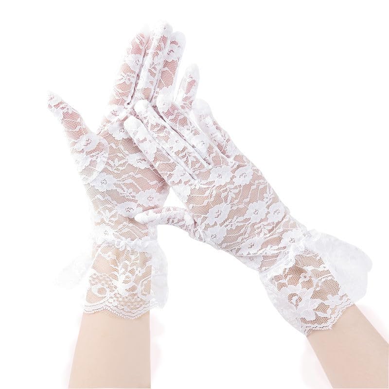 Women's Lace Gloves - Tea Party Short Elegant Vintage Gloves for Wedding & Dinner Party3
