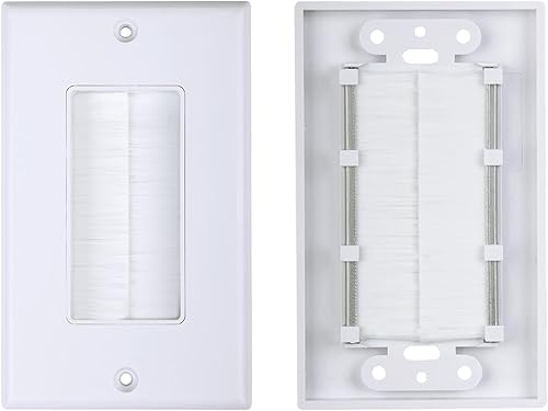 Miniatura 7 de Sing Gang - Placa de pared con soporte de montaje de bajo voltaje, paquete de 2, placa frontal de paso para cable de altavoz, cable coaxial, cable