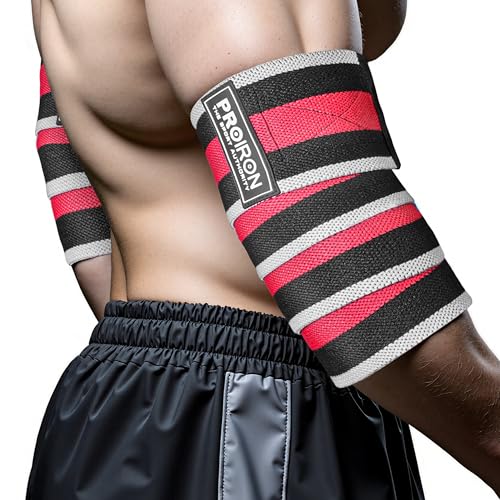 PROIRON Elbow Wraps for Weightlifting,Elastic Elbow Support Increases Stability of Joints, 40" Elbow Straps for Bench Press, Bent Row & Powerlifting for Men and Women - Pair (Phantom Red)