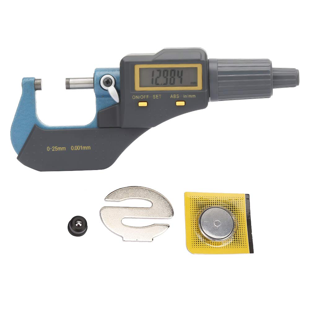 Micrometer, Digital Micrometer Measure Tool 0-25mm Electronic Digital Outside Micrometer Resolution 0.001mm Thickness, Dimensionalmeasurementcaliper