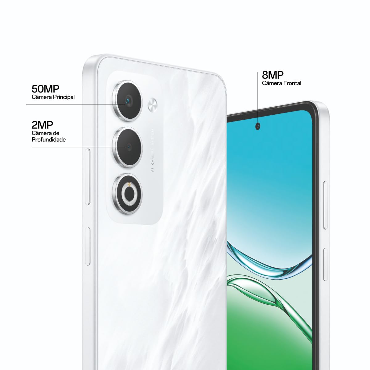 oppo A5 5G ホワイト 6.5インチ Smartphone OPPO A5 5G 256GB 8GB Ram IP65 50MP AI Câmera Bateria