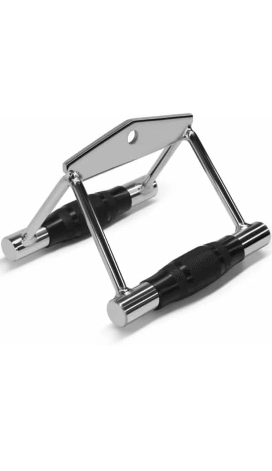 V-Shaped Double D Row Handle – Chrome Cable Machine Attachment with Rubber Grip – Heavy Duty LAT Pulldown & Seated Row Bar.