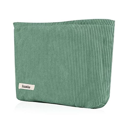 Petite Pochette Maquillage Trousse de Maquillage Tissu Sac à Cosmétiques à Glissière Sacs à Main Portables pour Femmes Trousse de Toilette Voyage Imperméable pour Port Quotidien,Stockage-Vert