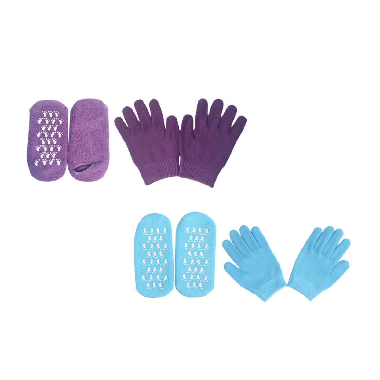 Feuchtigkeitsspendendes Gel Spa Handschuhe und Socken 2 Stück Einheitsgröße für Trockene Hände und Füße Elastisches Design Sichere Materialien für Nachtpflege