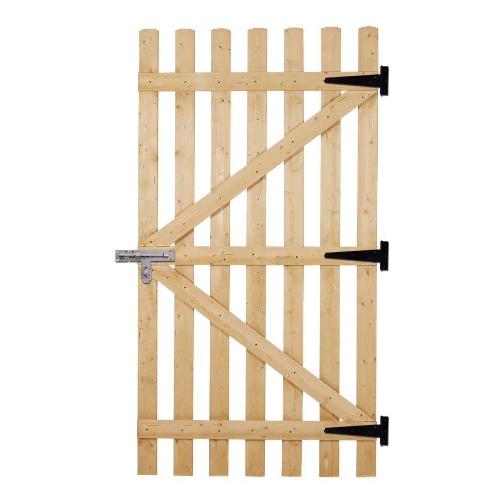 INMOZATA Garden Gate Wooden Pedestrian Gate with Gate Lock and Hinge, 3ft Wide x 5ft High (90cm W*150cm H) โ image 1