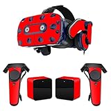 MightySkins Skin Compatible with HTC Vive Pro VR Headset - Solid Red | Protective, Durable, and Unique Vinyl Decal wrap Cover | Easy to Apply, Remove, and Change Styles | Made in The USA