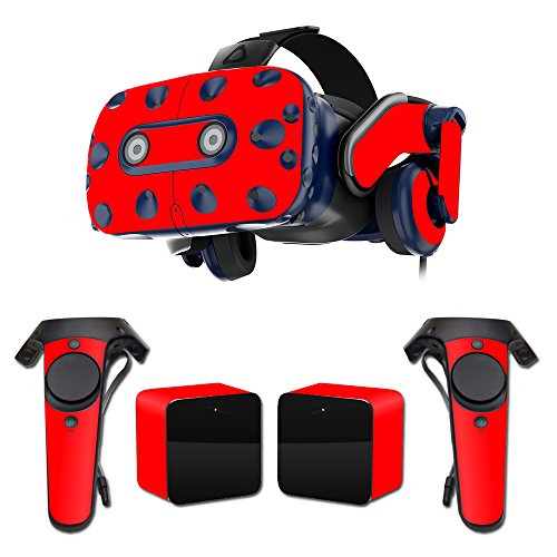 MightySkins Skin Compatible with HTC Vive Pro VR Headset - Solid Red | Protective, Durable, and Unique Vinyl Decal wrap Cover | Easy to Apply, Remove, and Change Styles | Made in The USA