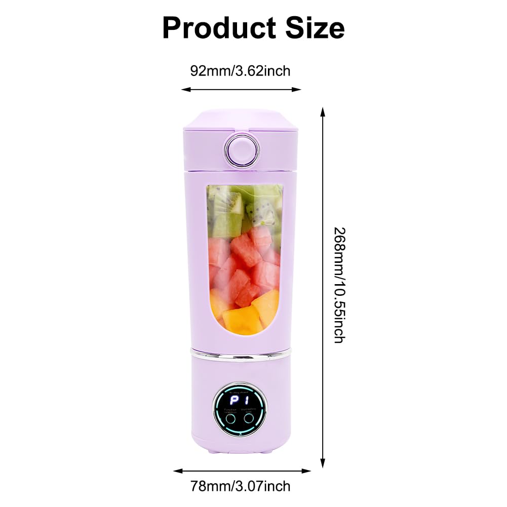 Frullatore Portatile Smoothie Maker, 700 ml Mini Frullatore Portatile Elettrico con 12 coltelli,Frullatore Personale con Batteria USB Ricaricabile Ideale per Smoothie Frullati Frutta e Verdura (Viola)