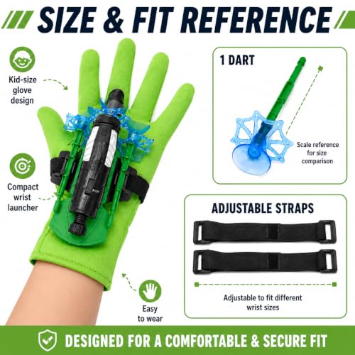 Image of Shooting Gloves (1pc) -(1 x Spider Web Shooters1 x Gloves1 x Sucker Darts x 2 belts2) Web Shooters Toy | Hero Launcher Wrist Web Shooting Action, Sticky Wall Soft Bomb