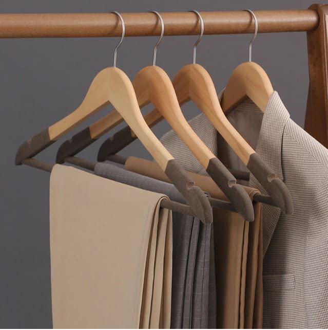 ZAVASIKA Wooden Hanger with Non Slip Valvet Grip Set of 12 and 360° Swivel Hook and Precisely Cut Notches for Camisole, Jacket, Pant, Dress Clothes Hangers Coat and Clothes Hangers (12)