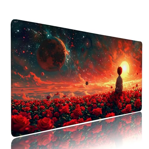 Tapis de souris XXL Rouge 140x60cm pour Bureau Gaming Couché de Soleil