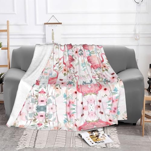 Couverture flamant rose et fleurs 152x203 cm lavable pour lit - 4
