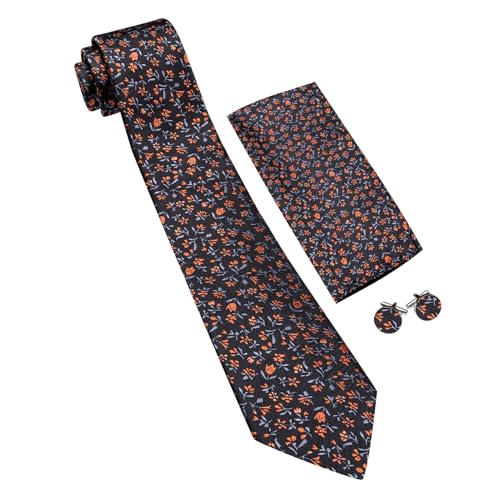 Image of Barry.Wang Ties for Men Silk Tie Sets Polka Dot Woven Necktie Pocket Square Cufflinks Business Wedding