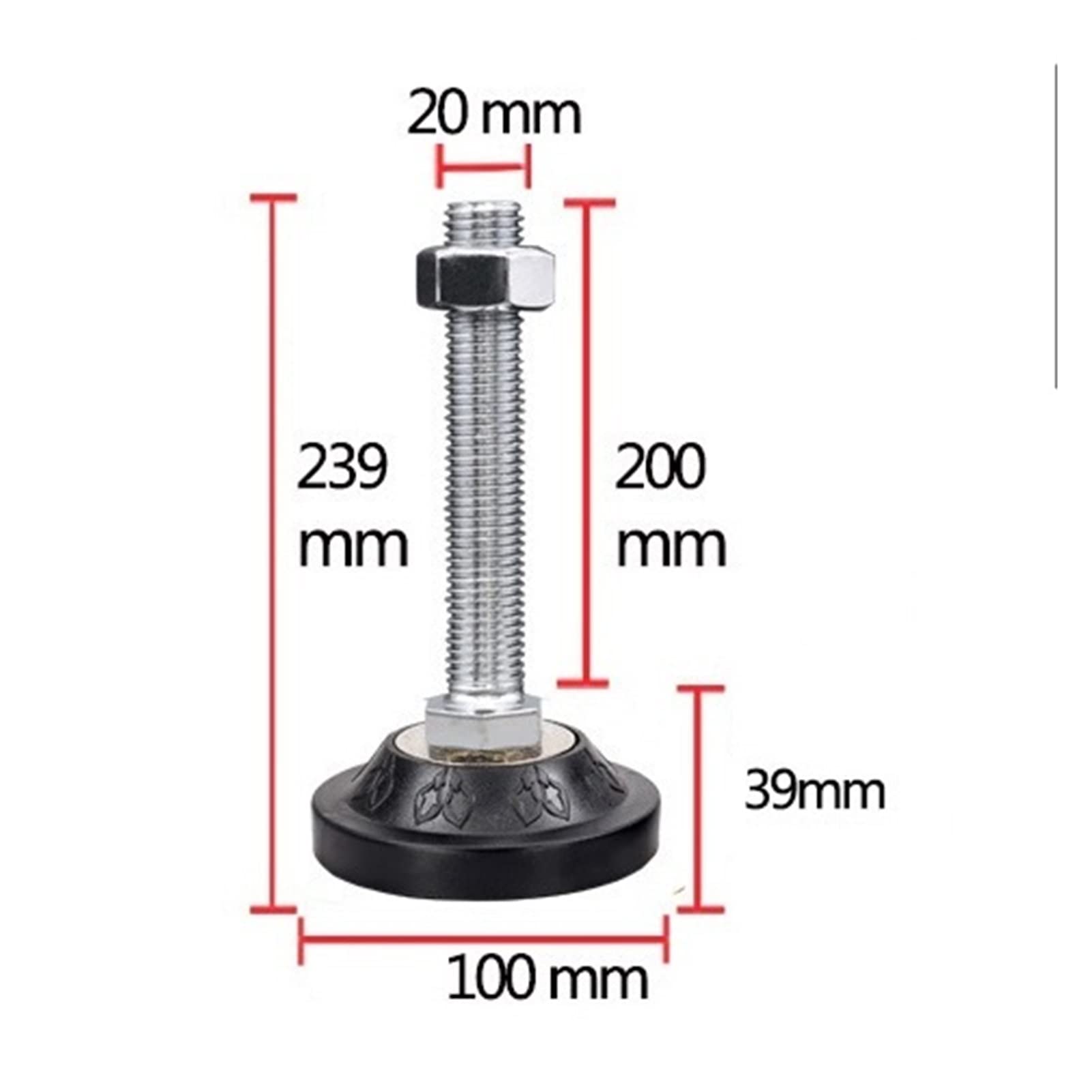 KETTEL 4 Stück Möbel-Nivellierfüße, DIY verstellbare Fußnivellierpads, mit rutschfester PVC-Unterlage, für Möbel und mechanische Ausrüstung (Größe: 100 x m24 x 100 mm)