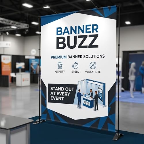 BannerBuzz Custom Step and Repeat Banner with Stand, 11 oz PVC Flex Personalized Logo Backdrop for Events, Photography, Red Carpet, Parties & Photo Booth (8x10 ft)