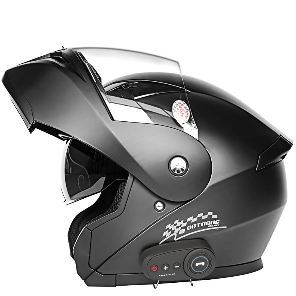 Letetexi Flip Up Front Modular Motorbike Helmets Adult ECE Approved Full Face Motorcycle Helmet MP3 Radio Integrated Anti-collision Helmets 57~64cm