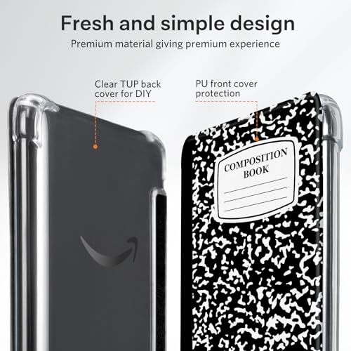 Image of CoBak Case for 6 inch Kindle 11th Gen (2024 and 2022 Release) - Ultra Slim Transparent Clear TPU Back Shell Protective Cover with Auto Wake /Sleep for Kindle 11th Generation 2024 Release.Black Notebook